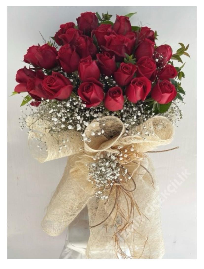 Abaka(saman) İle Süslenmiş 25 Golden Red Love