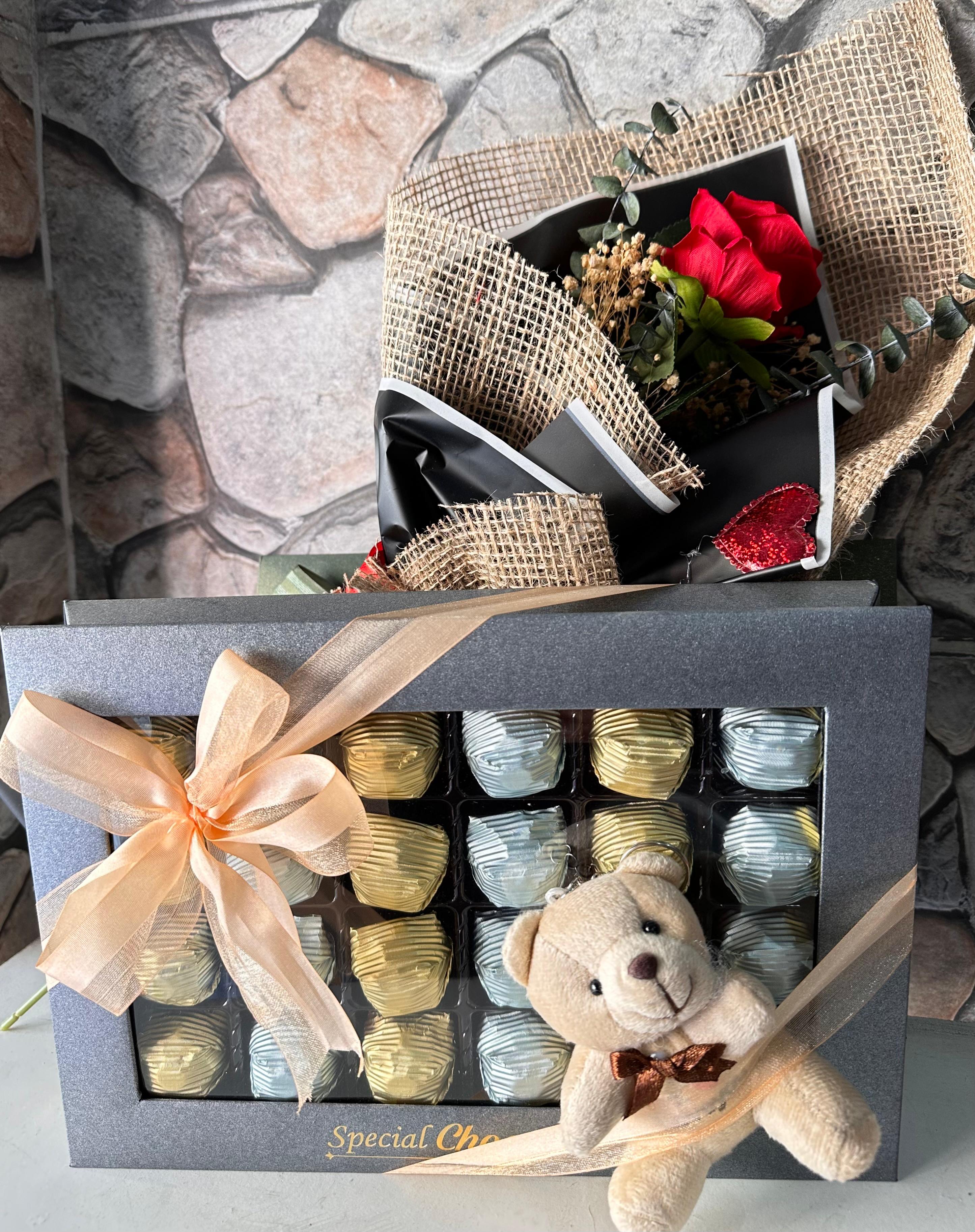 Chocolate & Rose in 14 february valentines day