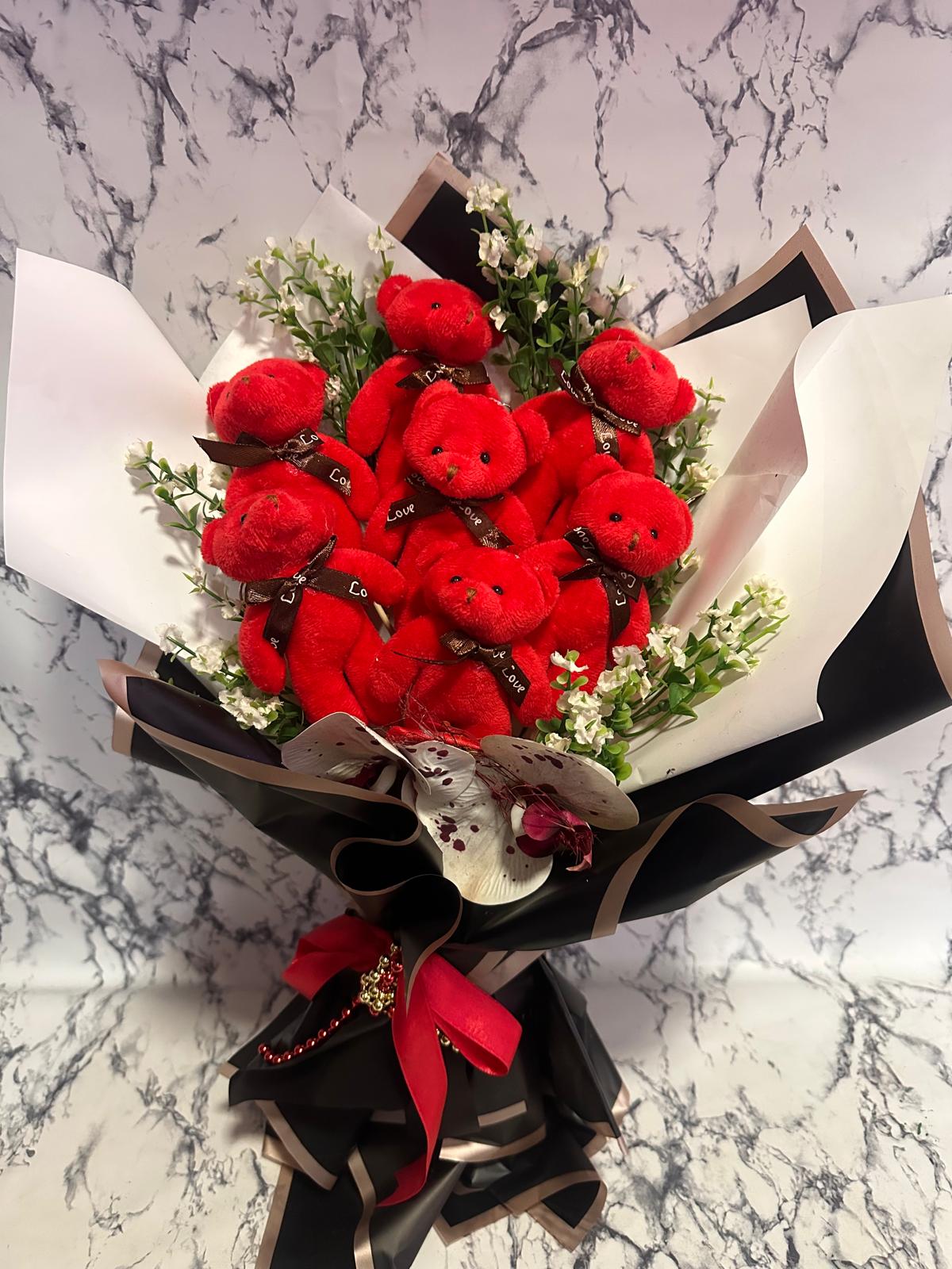 7'li pamuklu ayıcık buketi