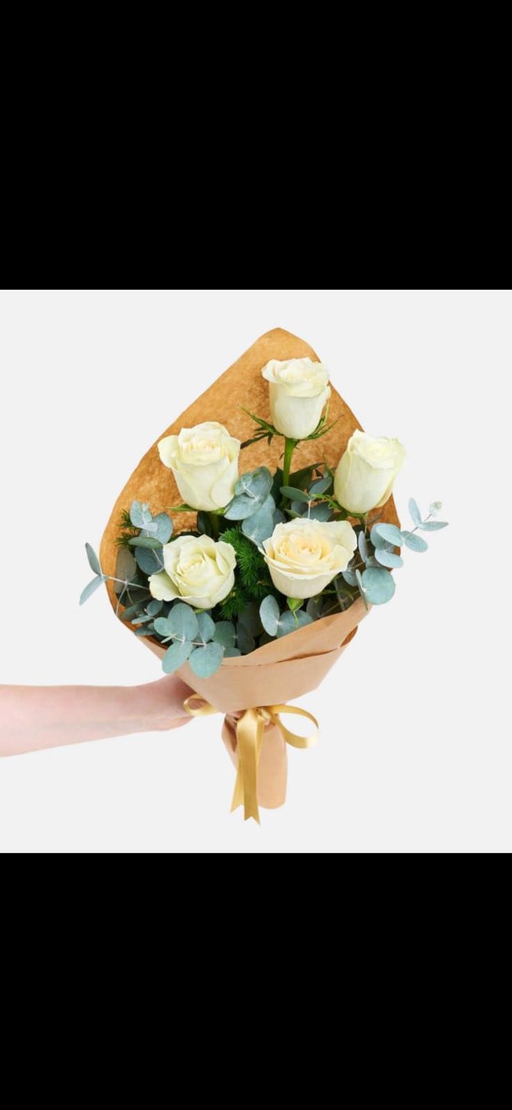 5'li beyaz gül buketi